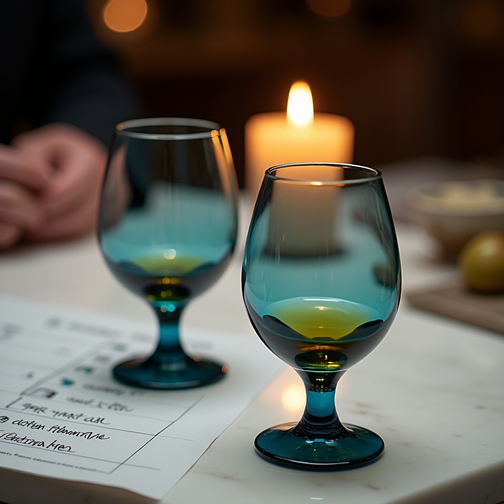 Sesión de cata de aceite de oliva virgen extra con copa y fichas de valoración